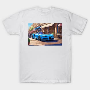 A Bugatti in front of a French restaurant T-Shirt